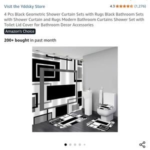 Black and White Geometric Shower Curtain Set